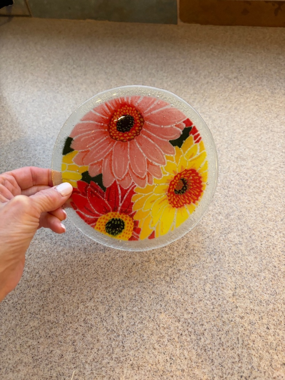 NIB! Collectable Peggy Karr Mini Floral Glass Dish